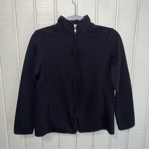 Croft and Barrow Quilted Black Zip-Up Sweater